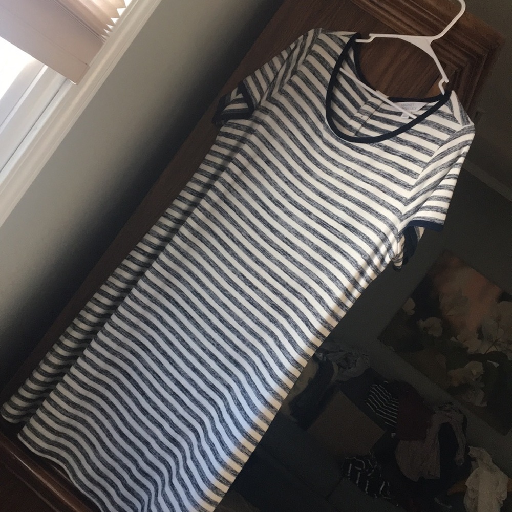 Blue and white stripe dress